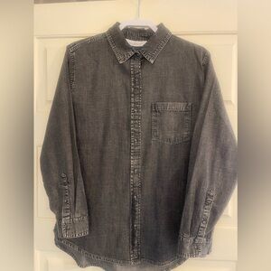 Keren Hart brand NEW w/tags charcoal/blk wash denim shirt/coat/top SZ L